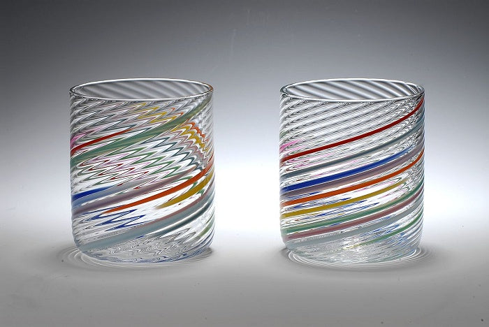 Tom Stoenner Glass - Rainbow Swirl Rocks Glass