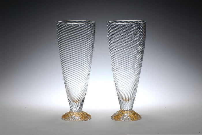 Tom Stoenner Glass - Gold Swirl Wine Cup