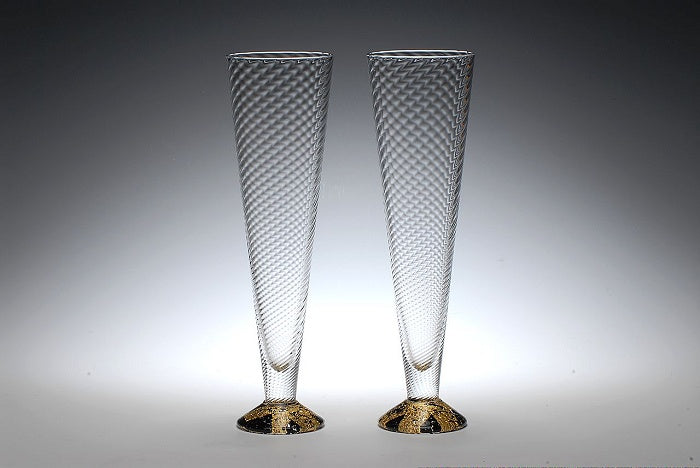 Tom Stoenner Glass - Gold Swirl Champagne Flute