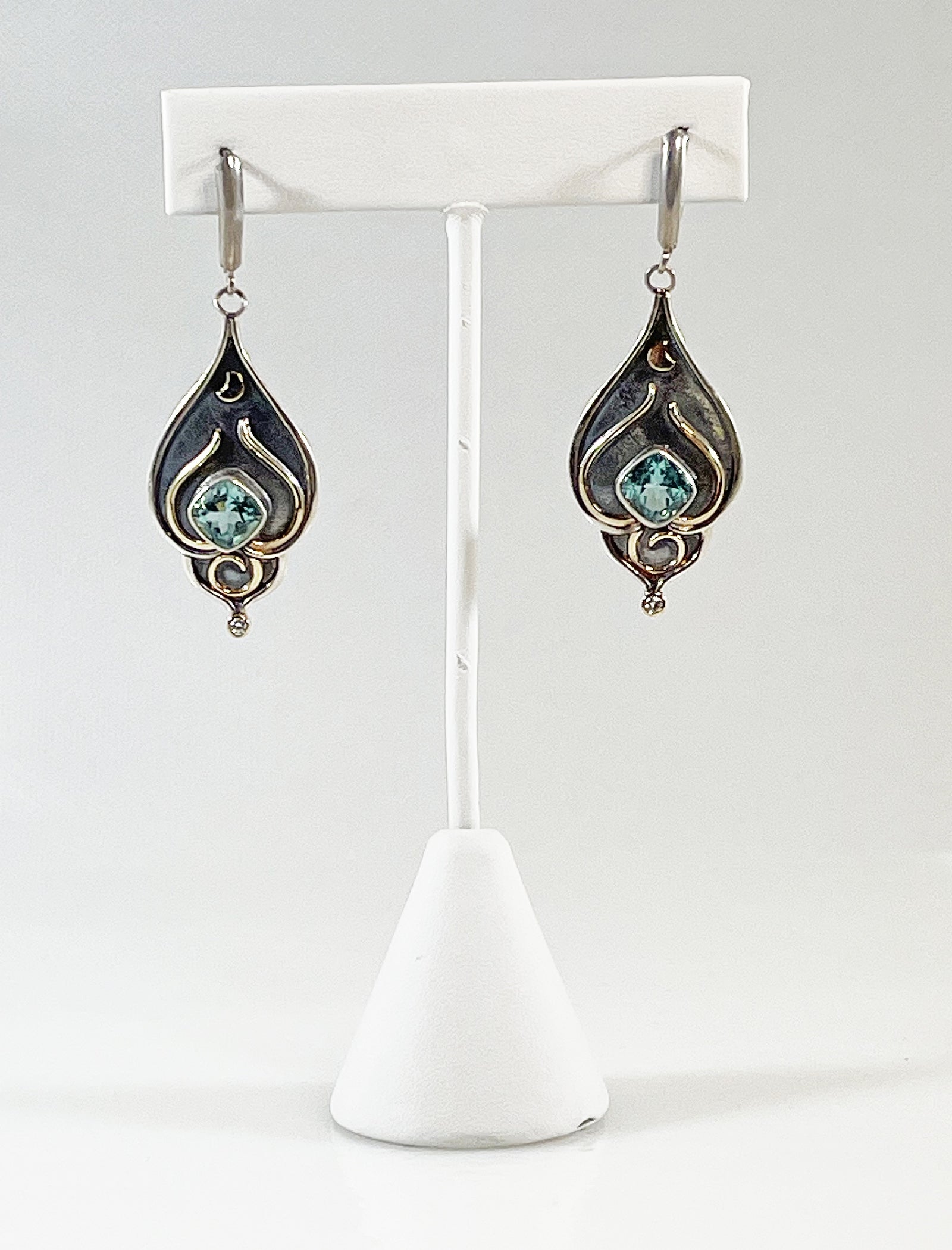 Brooke Barboza - Apatite and Diamond 'Blades of Grass' Persian Dangles