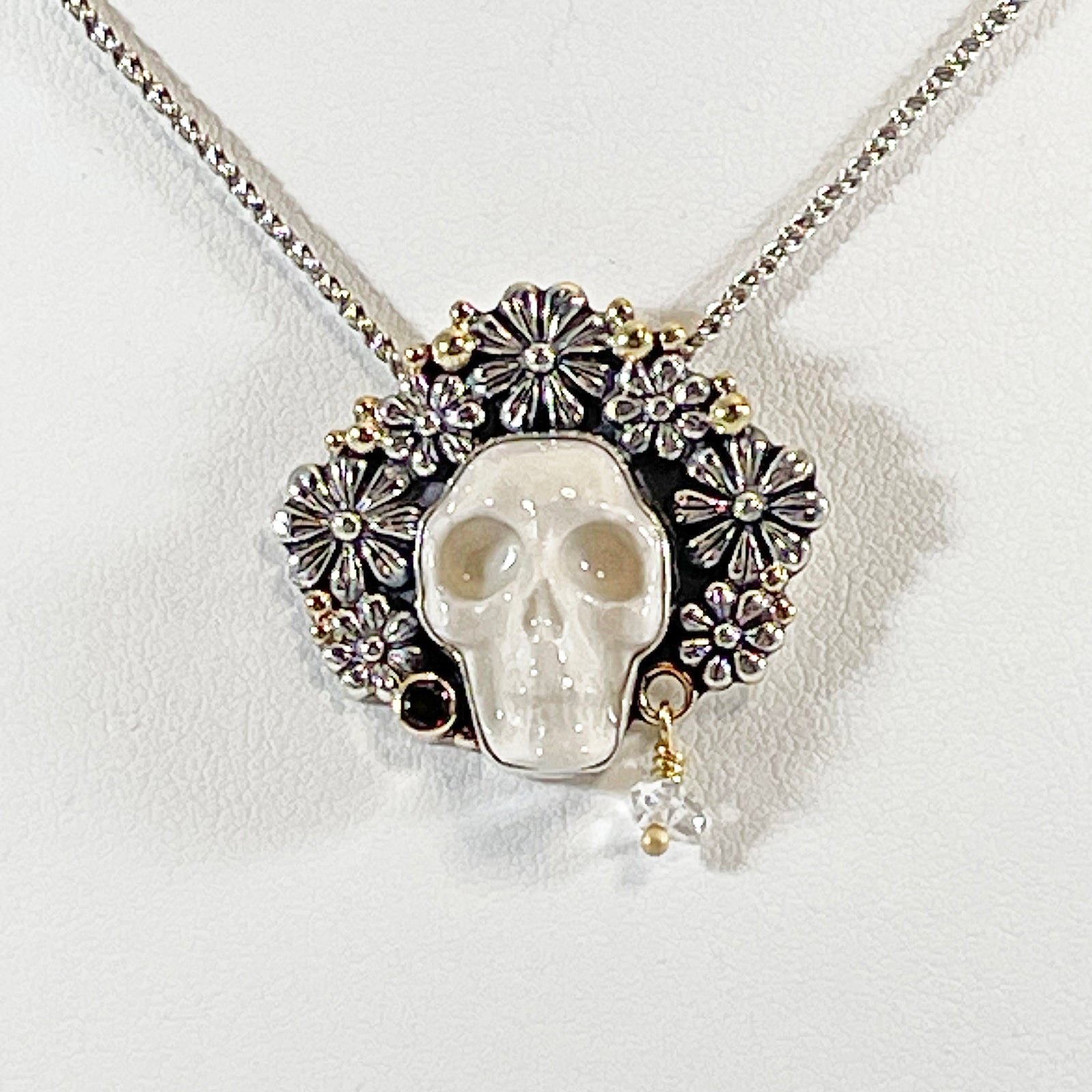 Brooke Barboza - Garnet and Herkimer Diamond Calavera Pendant