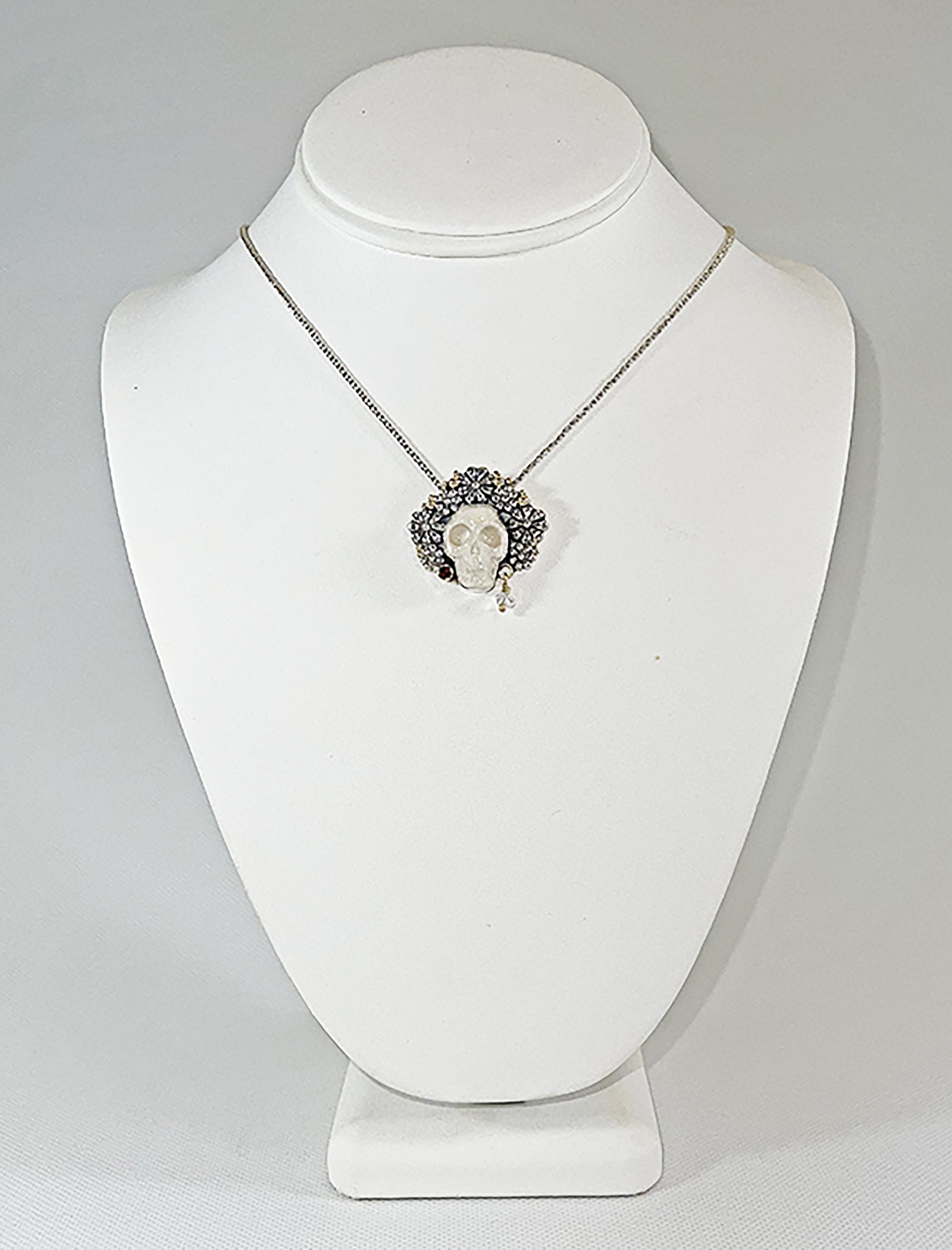 Brooke Barboza - Garnet and Herkimer Diamond Calavera Pendant