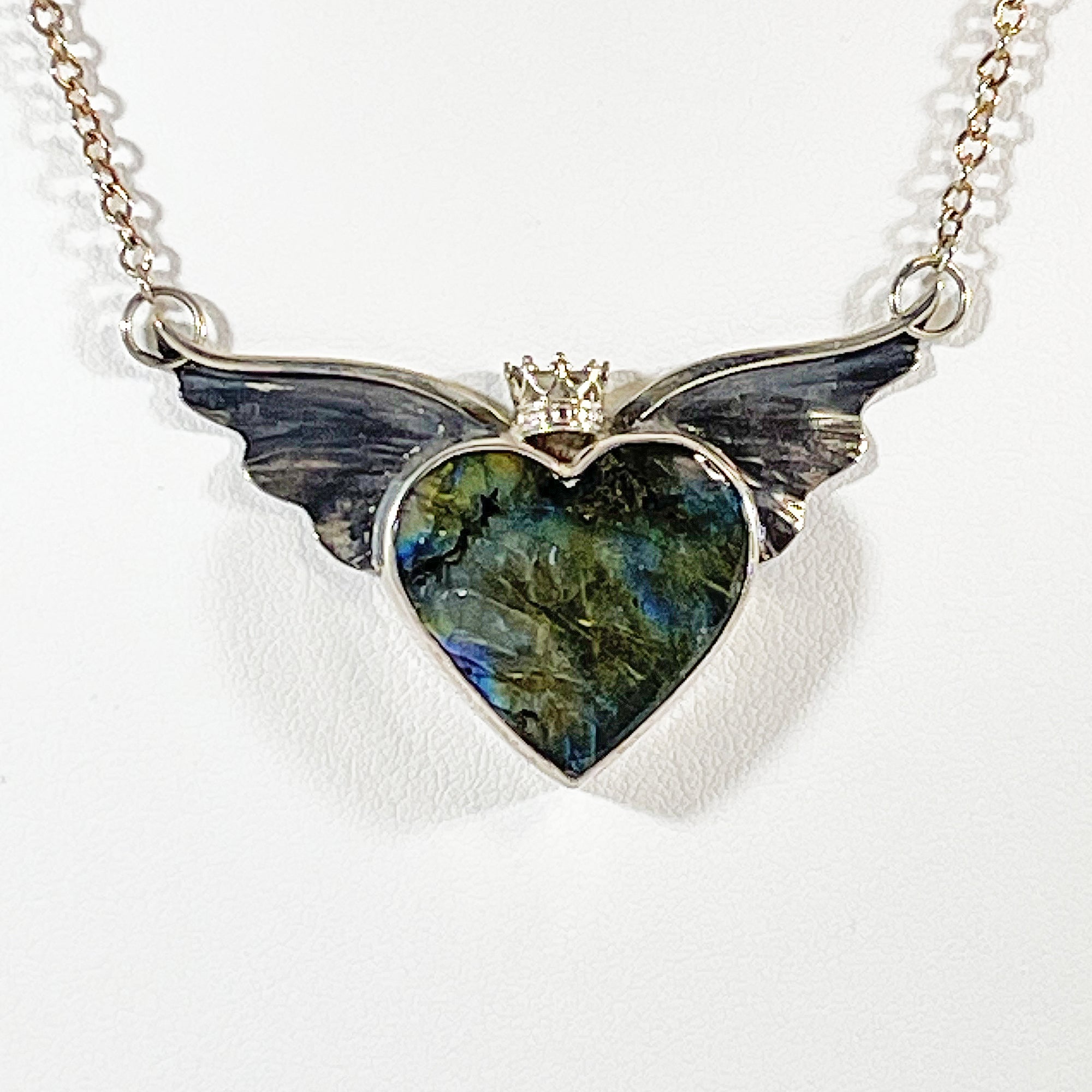 Brooke Barboza - Labradorite Crowned Flying Heart Pendant