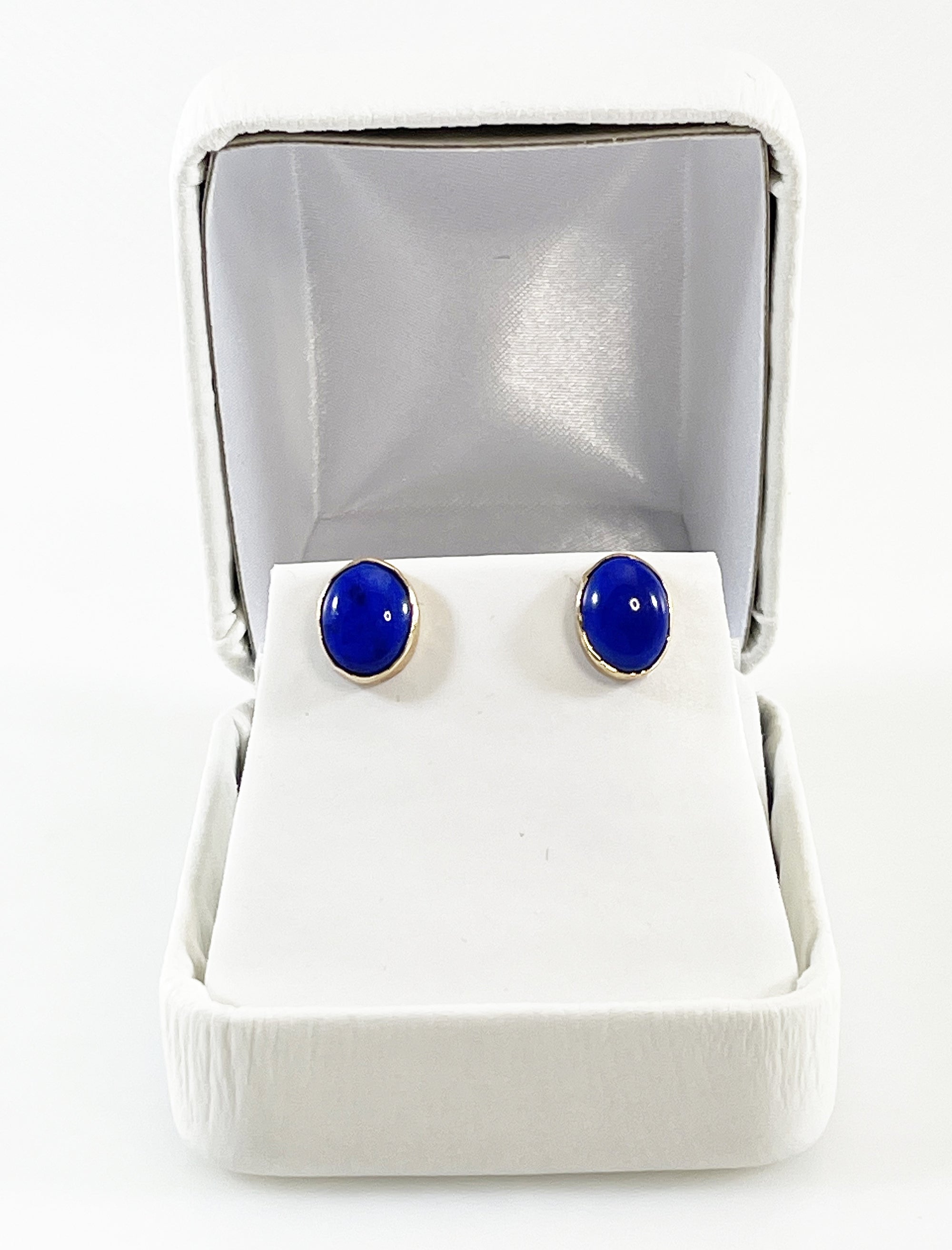 Cole Sheckler Earrings - Lapis Lazuli Posts in 14 Kt Yellow Gold