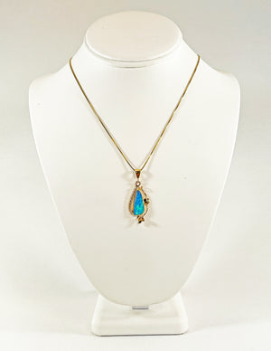 Cole Sheckler Necklace - Opal with 12 Diamonds .35 tcw set in 14kt Yellow Gold