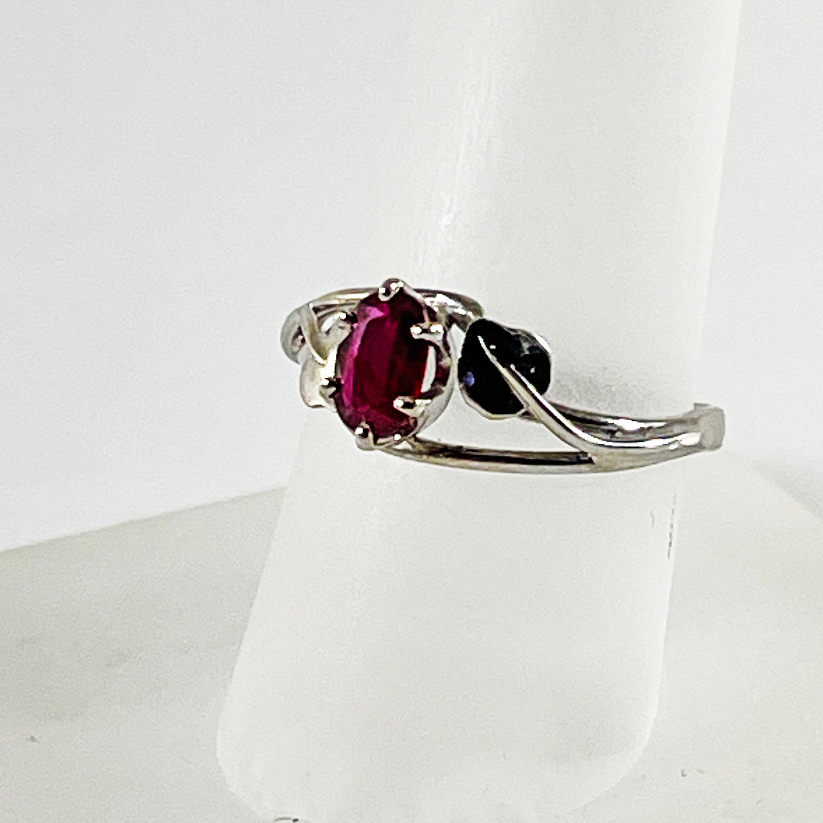 Cole Sheckler Ring - Burmese Ruby in 14K White Gold Double Wave Setting