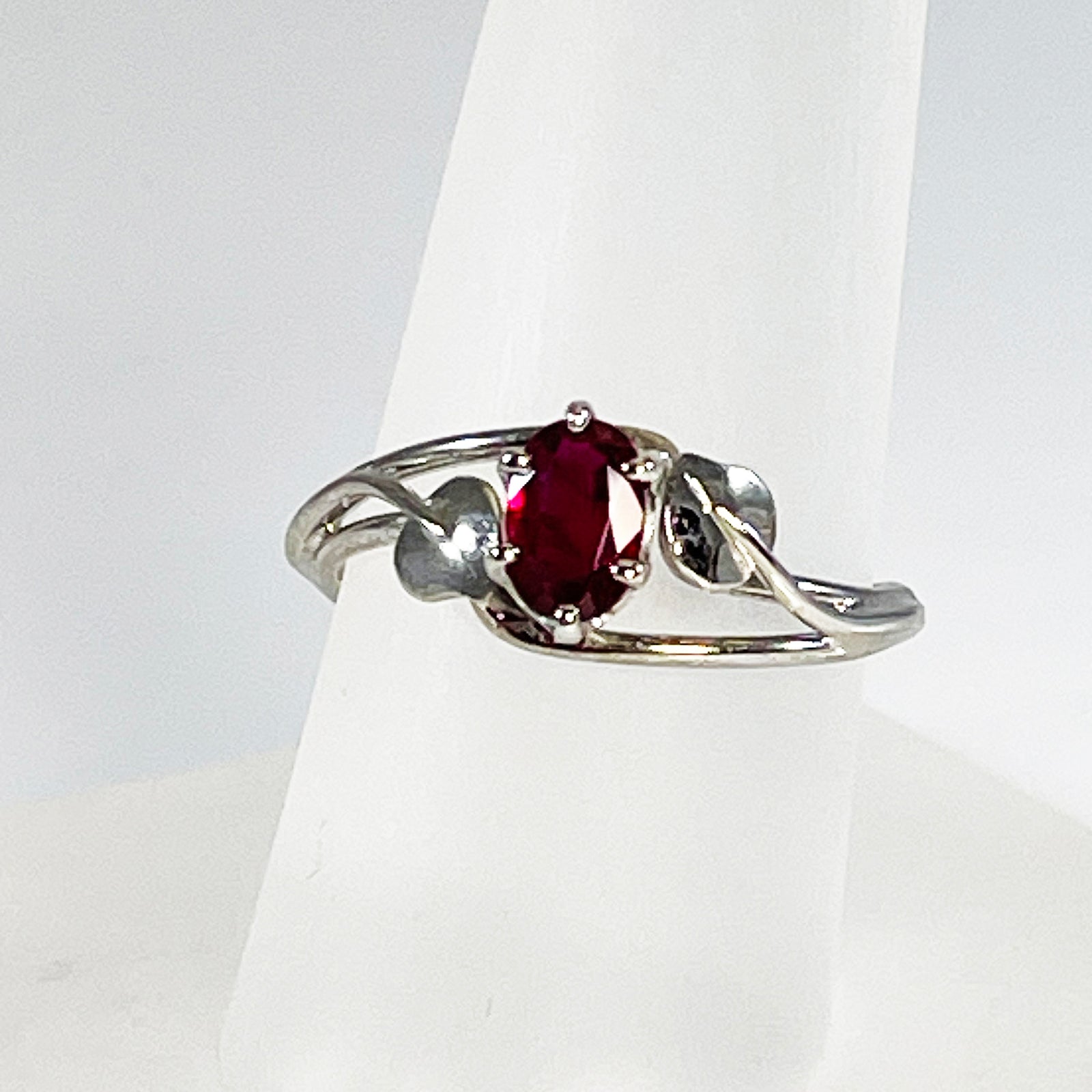 Cole Sheckler Ring - Burmese Ruby in 14K White Gold Double Wave Setting