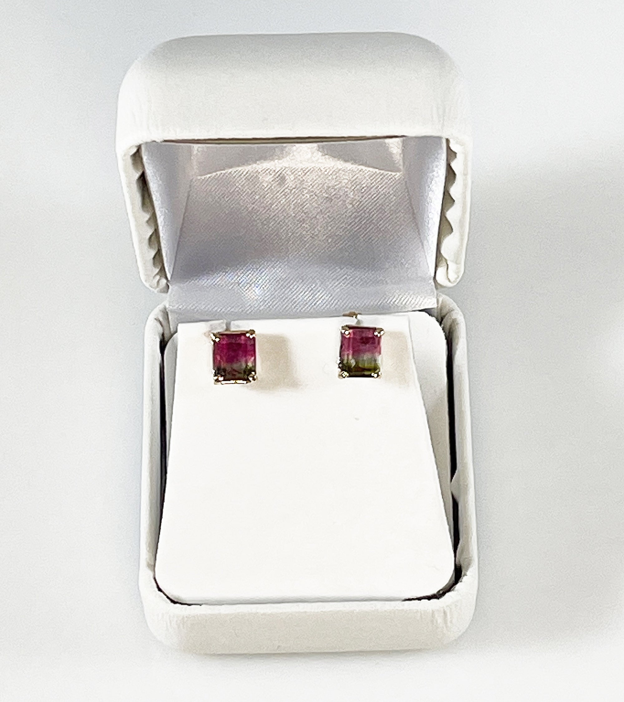 Cole Sheckler Earrings - Bi-Color Tourmaline Studs in 14kt Yellow Gold