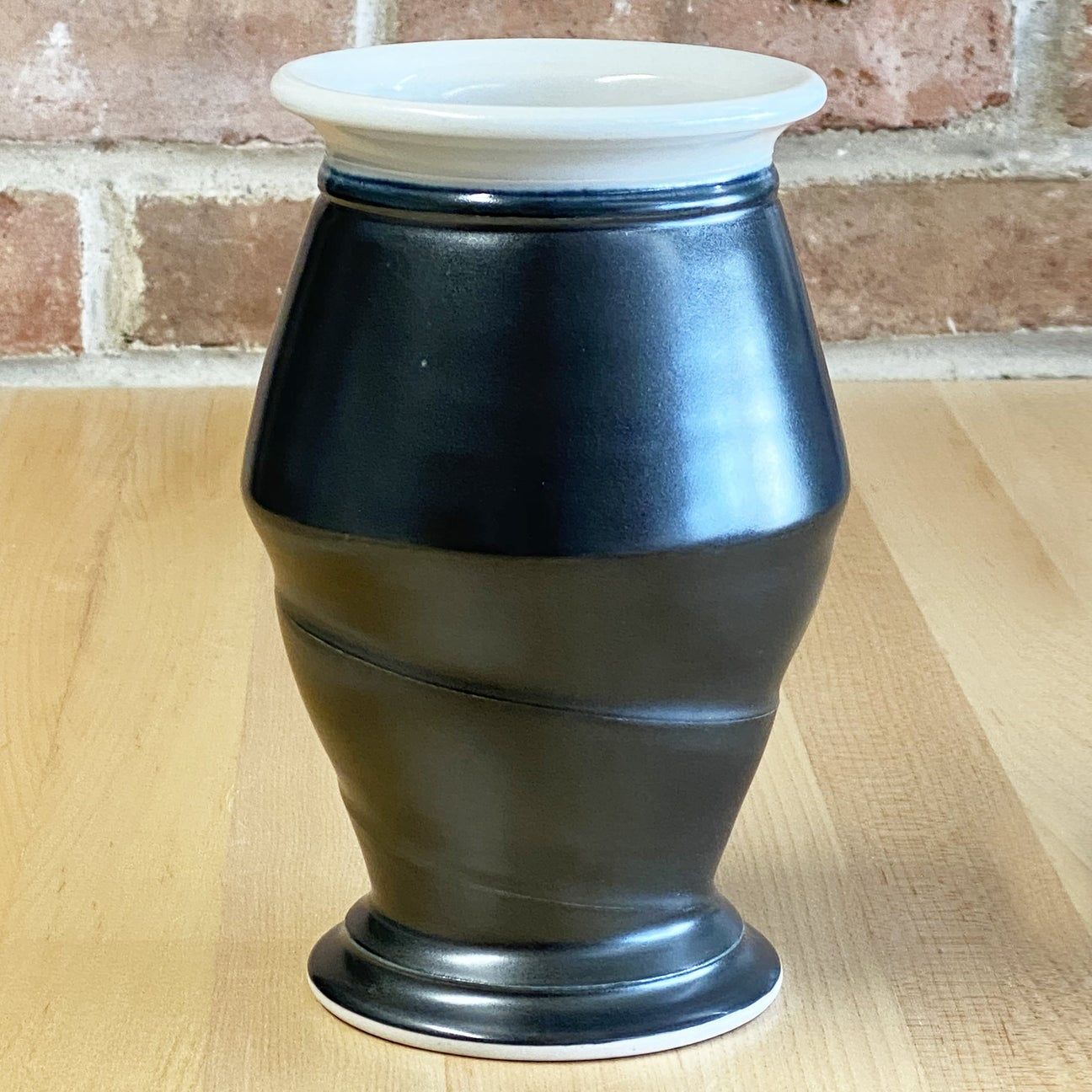 Royce Yoder Pottery - Vase/Utensil Jar: Black/White