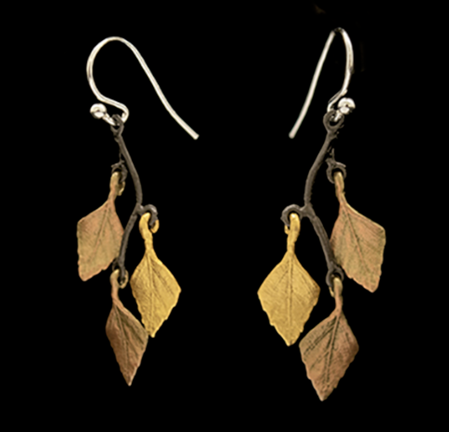 Michael Michaud - Small Autumn Birch 3 Leaf Earring