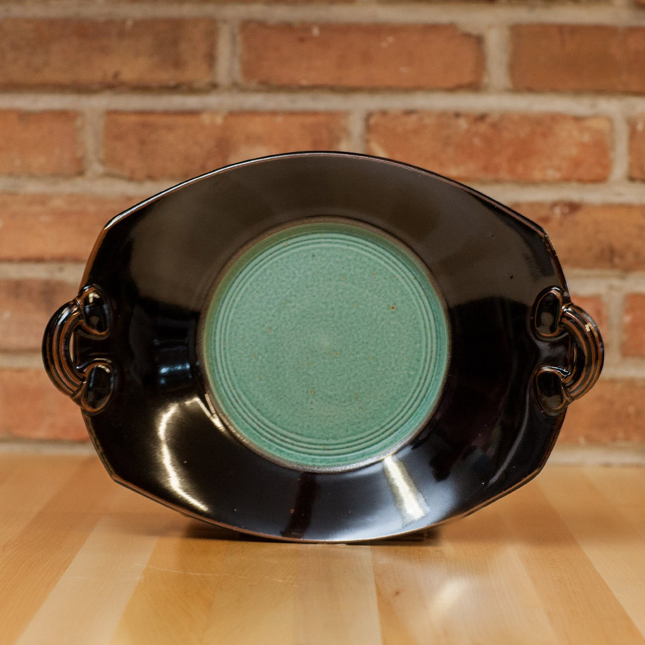 Royce Yoder Pottery - Handled Rectangle Platter: Copper/Black