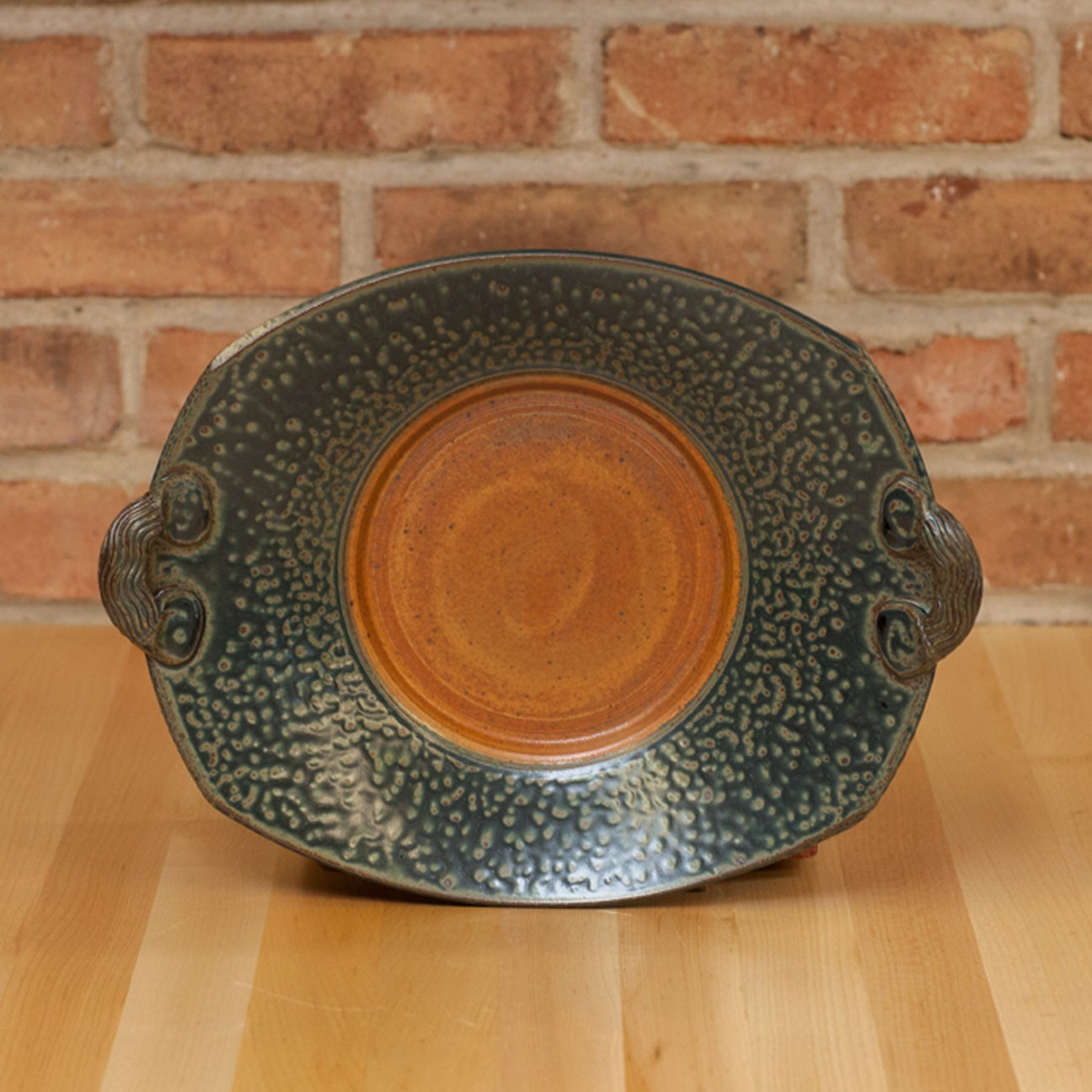 Royce Yoder Pottery - Handled Rectangle Platter: Tan/Ash