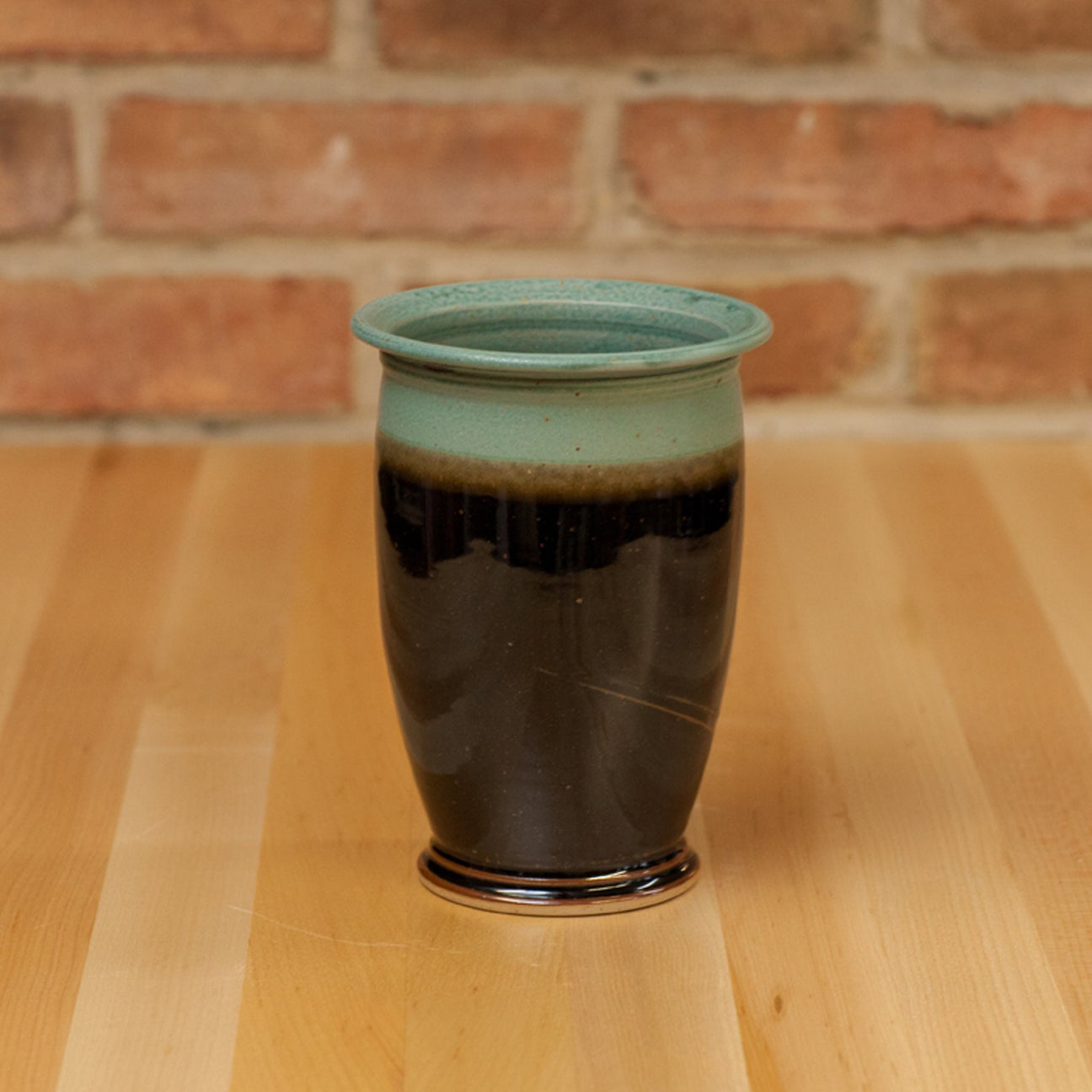 Royce Yoder Pottery - Vase/Utensil Jar: Copper/Black