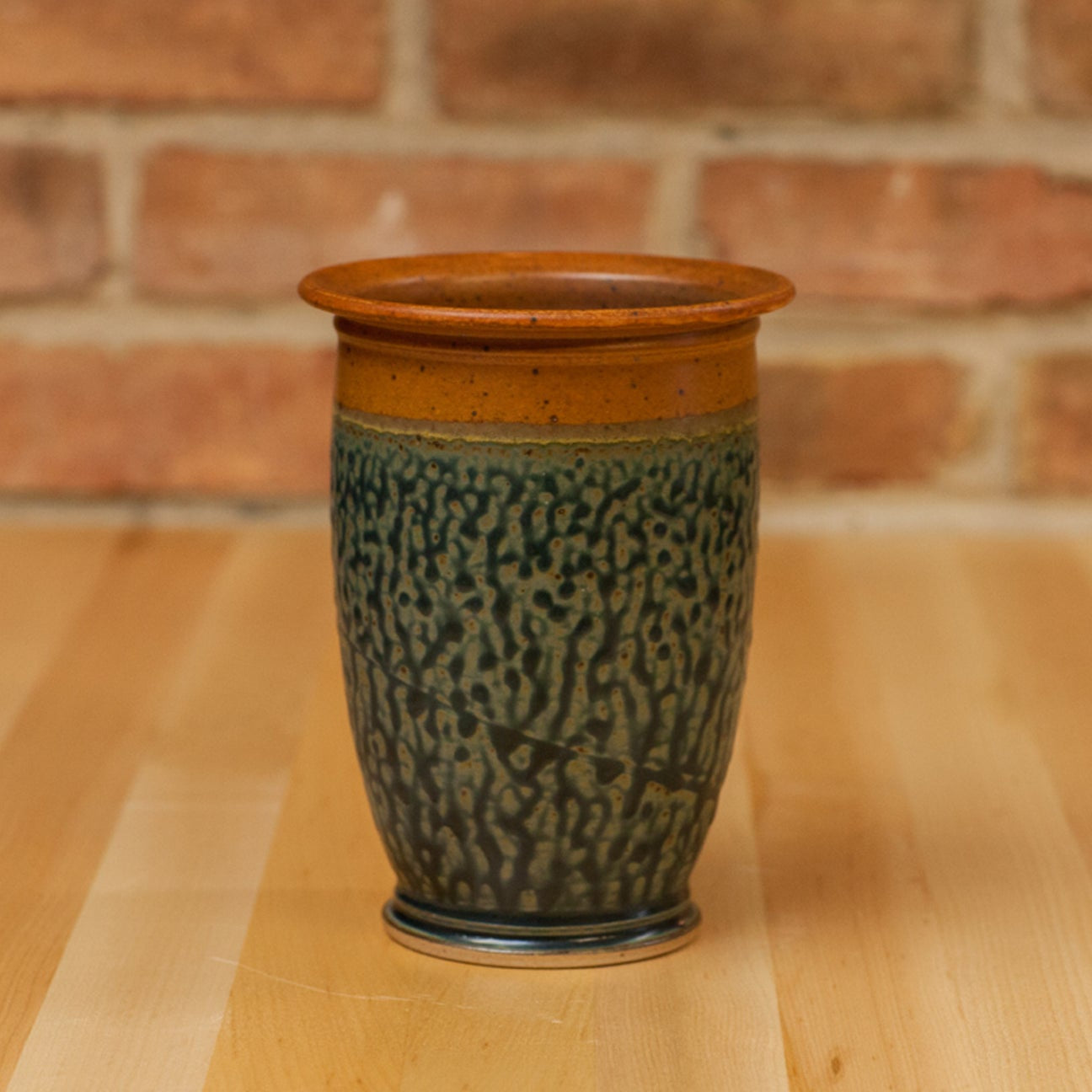 Royce Yoder Pottery - Vase/Utensil Jar: Tan/Ash