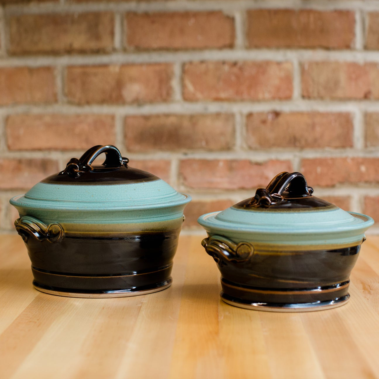 Royce Yoder Pottery - Covered Casserole: Copper/Black